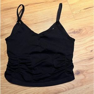 NWOT Free People Good Karma Ruched crop tank in Black XS